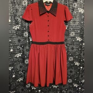 Sourpuss Red Spider Web Collar Lydia Dress